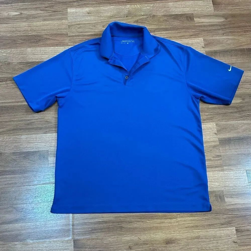 Nike Golf Dri-Fit Golf Shirt Short-Sleeve Blue Collared | Men Size Large